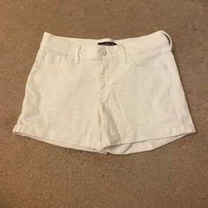 Abercrombie mid rise white jean shorts
